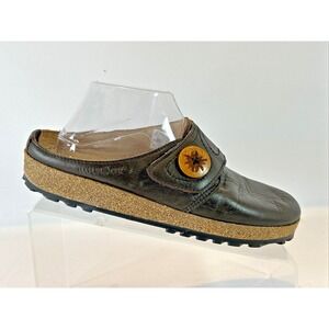 Haflinger Charlotte Clog Womens 40EU 9.5US Brown Leather Strap Mule Comfy Slides